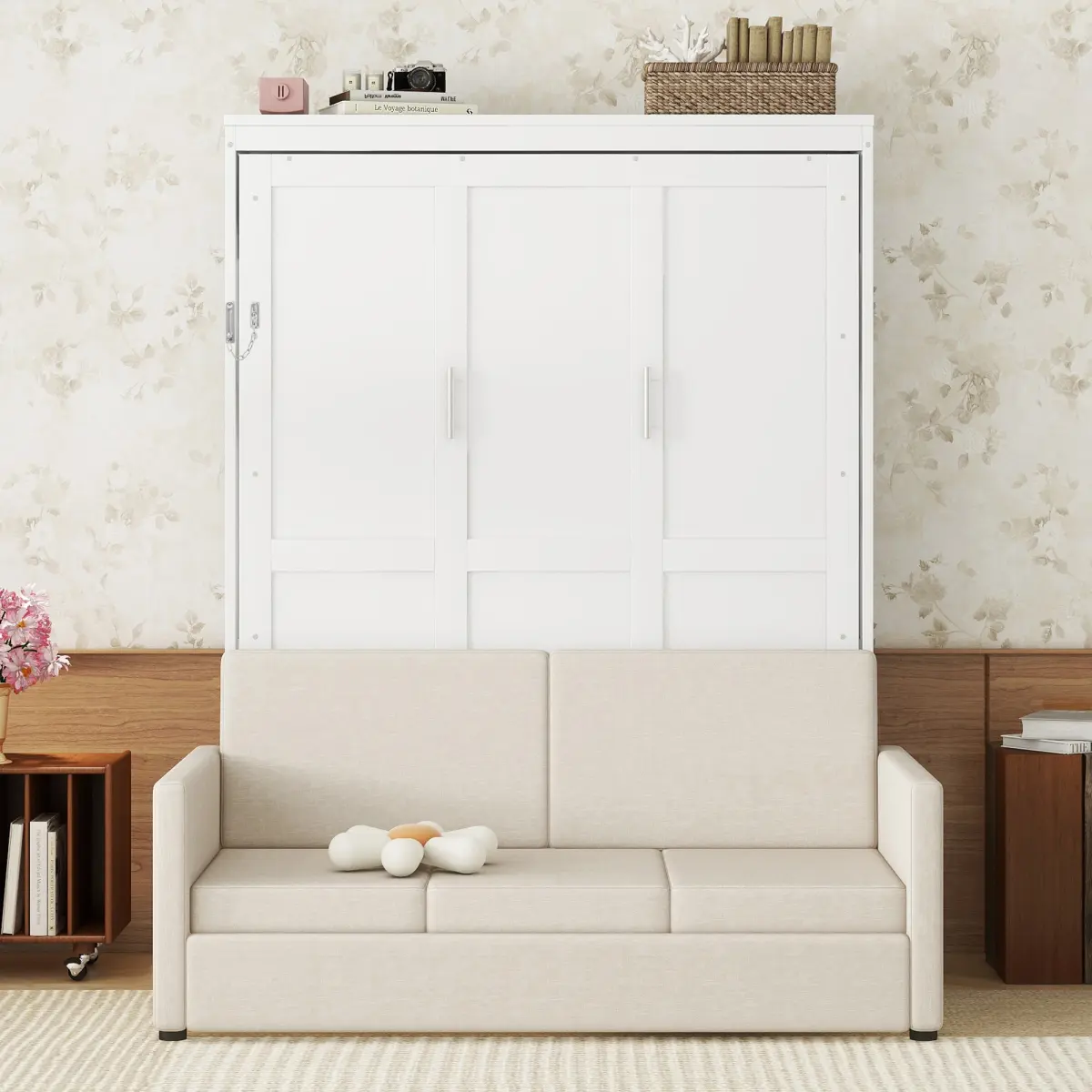 Queen Size Murphy Bed Wall Bed with Cushion, White(OLD SKU:LP000891AAK), Storage Bed, Pull Out Bed
