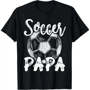 Soccer Papa For Men Family Matching Team Player Soccer Ball Casual Short Sleeve Cotton T-Shirt