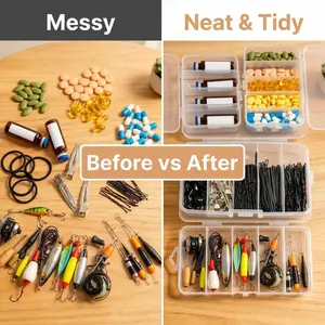 5-Compartment Clear Storage Box | Waterproof & Dustproof Organizer for Fishing Tackle, Pills & Small Parts