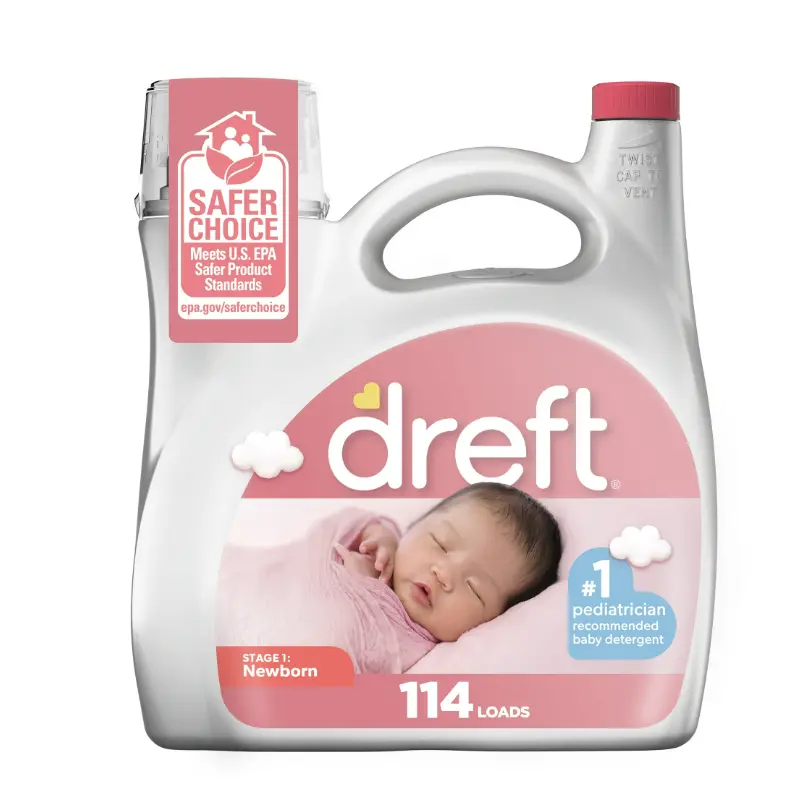 Dreft Newborn Baby Liquid Laundry Detergent, Sensitive Skin, Hypoallergenic, 114 Loads, 150 fl oz