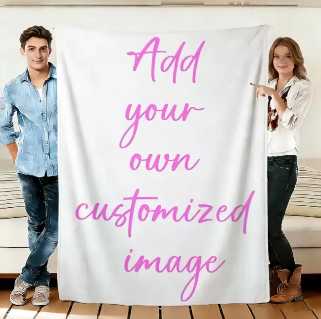Custom Photo Blanket Personalized Picture Blanket Soft Cozy Flannel Fleece Throw Blanket Customized Gift for Family Friends