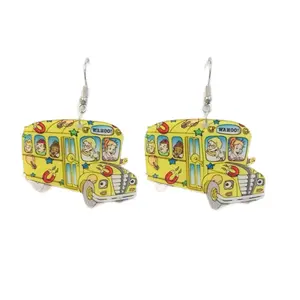 School bus acrylic earrings  back to school