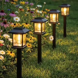 Hoodink 12 Piece Upgraded LED Solar Pathway Light, Waterproof Outdoor Garden Lighting for Driveway, Walkway, Patio and Lawn - Warm White/3000K, IP44, Brown Hard Plastic Finish, Outdoor Lighting | Decorative Pathway Lights |Energy Saving, Mothersdaygifts S