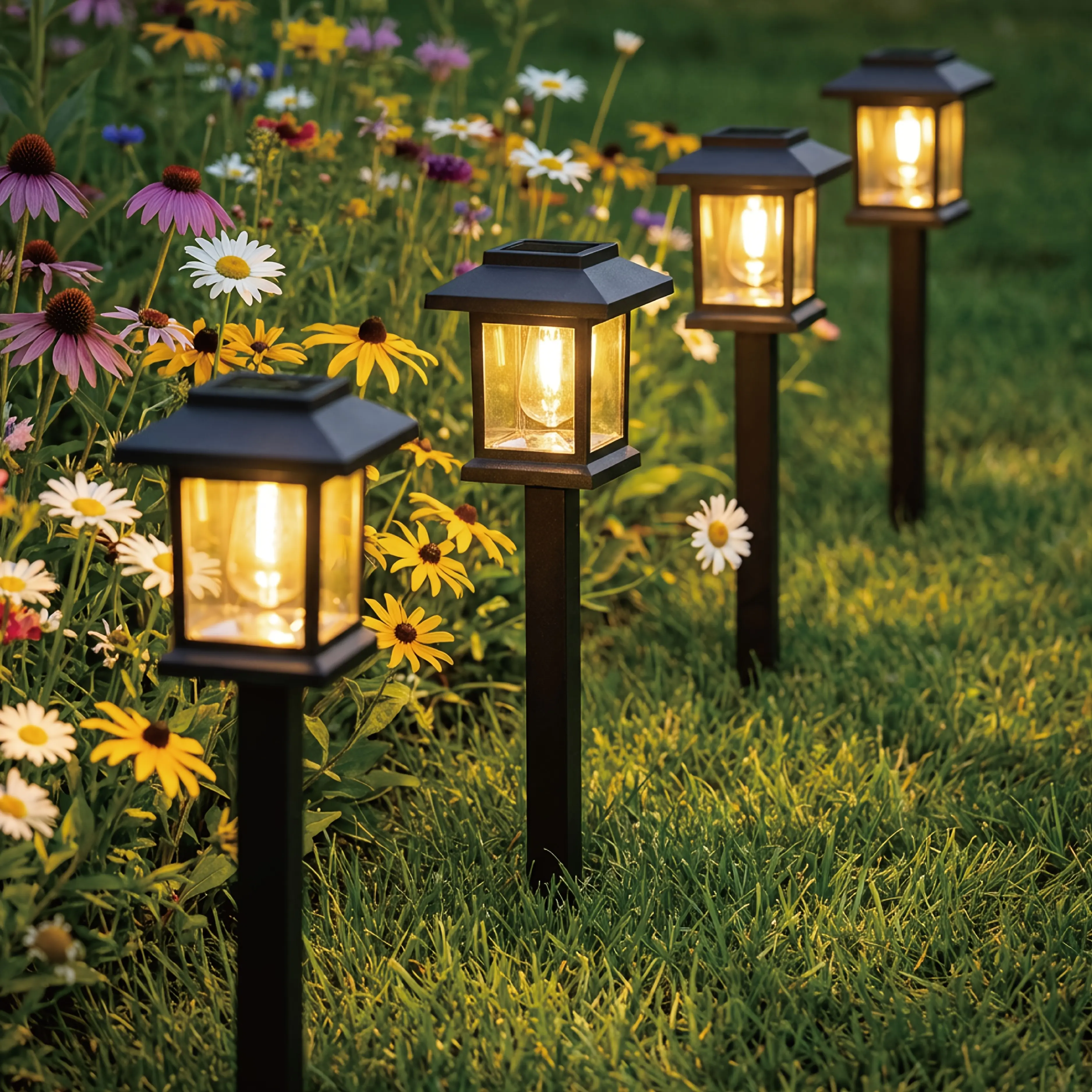 Hoodink 12 Piece Upgraded LED Solar Pathway Light, Waterproof Outdoor Garden Lighting for Driveway, Walkway, Patio and Lawn - Warm White/3000K, IP44, Brown Hard Plastic Finish, Outdoor Lighting | Decorative Pathway Lights |Energy Saving