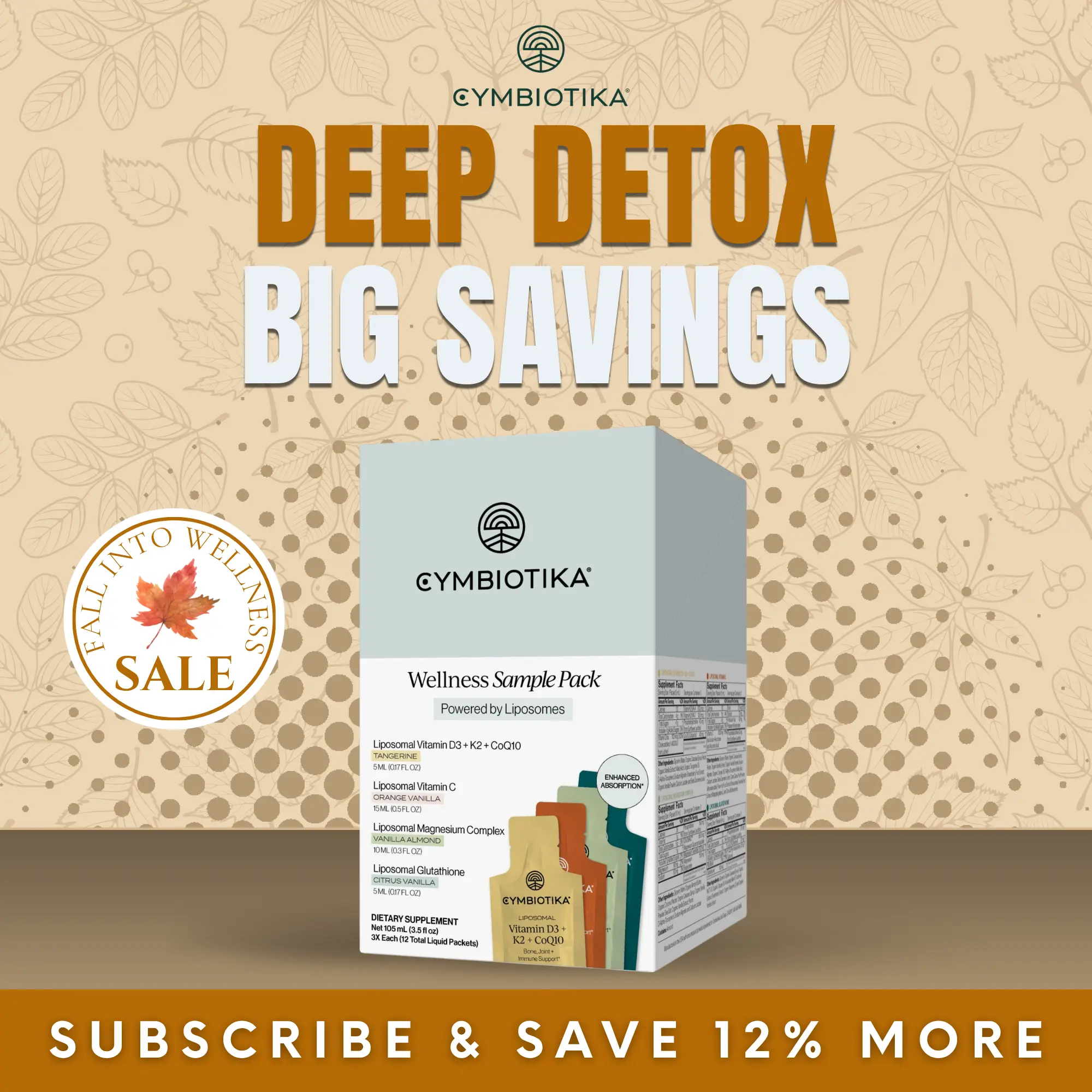 Cymbiotika Bestsellers Bundle | 12 Packets (3 Each) | Detox & Skin, Sleep & Stress, Immune & Collagen, Bones & Heart | Liposomal Glutathione, Magnesium Complex, Vitamin C & D3+K2+CoQ10 | Clinically Proven 2x–3x Better Absorbed | Third-Party Tested