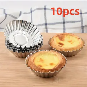 Non-Stick Aluminum Tart Molds Set of 10 with Raised Edges, Perfect for Mini Tarts Cakes Biscuits, Holiday Parties Bakery Essentials