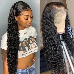 Bling Hair 13x6 HD Transparent Lace Front Wigs Human Hair Pre plucked with Baby Hair 180 Density Brazilian Deep Wave Frontal Wigs for Women