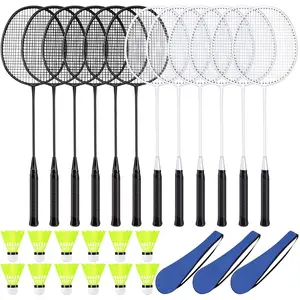 12 Pack Badminton Rackets Set Including Badminton Racquets, Nylon Shuttlecocks and Carry Bag for Outdoor Backyard  Beginners