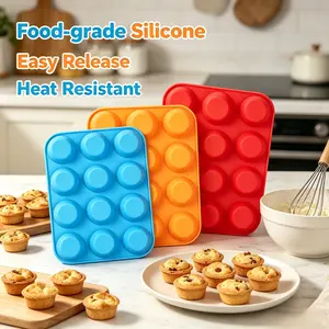TikTok Made Me Buy It! 3 Pcs Silicone Cupcake Pan Set – 12 Cup Muffin Tray for Easy Meal Prep. Perfect for Egg Bites, Mini Meatloaf, Frozen Yogurt Cups. Non-Stick, No Scrubbing, Pops Right Out – Mom's Best Friend