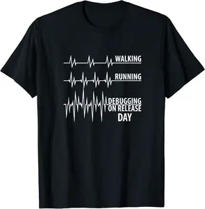 Walking Running Debugging On Release Day, Coding Programming T-Shirt - Rivkafia Shop 68B08JK2V6NT