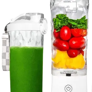 Portable Electric Protein Mixer 20oz with Lid & Mini Glass - USB-C Rechargeable for Travel Gym Picnic Work - Ideal for Smoothies & Blended Drinks