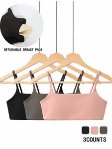 Women's High Elastic Breathable Wireless Sports Bra Set, Plain Color Comfortable Casual Underwear, All Seasons Wear, Sporty Style, Stretch Sports Bra, Workout Bras