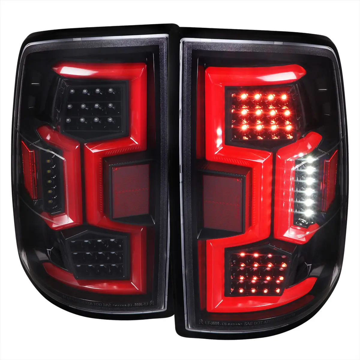 SPEC-D TUNING 2019-2024 RAM 2500/3500 LED Sequential Signal Tail Light Kit - Jet Black Housing/Clear Lens, Plug-and-Play Pre-Wired Set with LED Blinker, Turn + Brake Functions