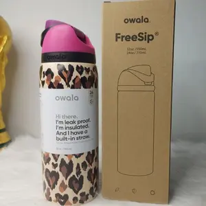 Limited Edition Owala 32oz Leopard Print Bottle Pink Top Stainless Steel Water Bottle Birthday Gift