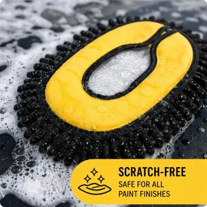 Scratch-Free Microfiber Car Wash Mop Head Replacement - Ultra Soft Chenille Wash Mitt for Professional Detailing, Safe for All Paint Finishes