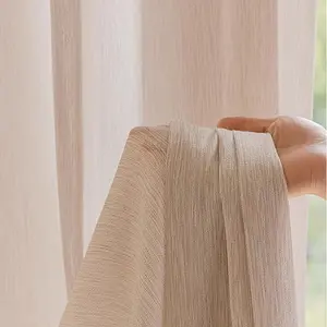 Solid Color Linen Curtain, 1 Count Modern Simple Privacy Curtain, Window Screening for Home Living Room Bedroom Decor