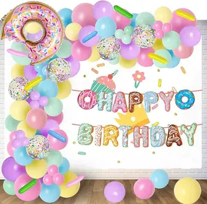 Pastel Donut Balloon Garland Arch Kit, Donut Sweet One Birthday Party Decorations Pink Sprinkles Confetti Ice Cream Foil Balloons for Donut Grow Up Baby Shower Two Sweet Party Supplies
