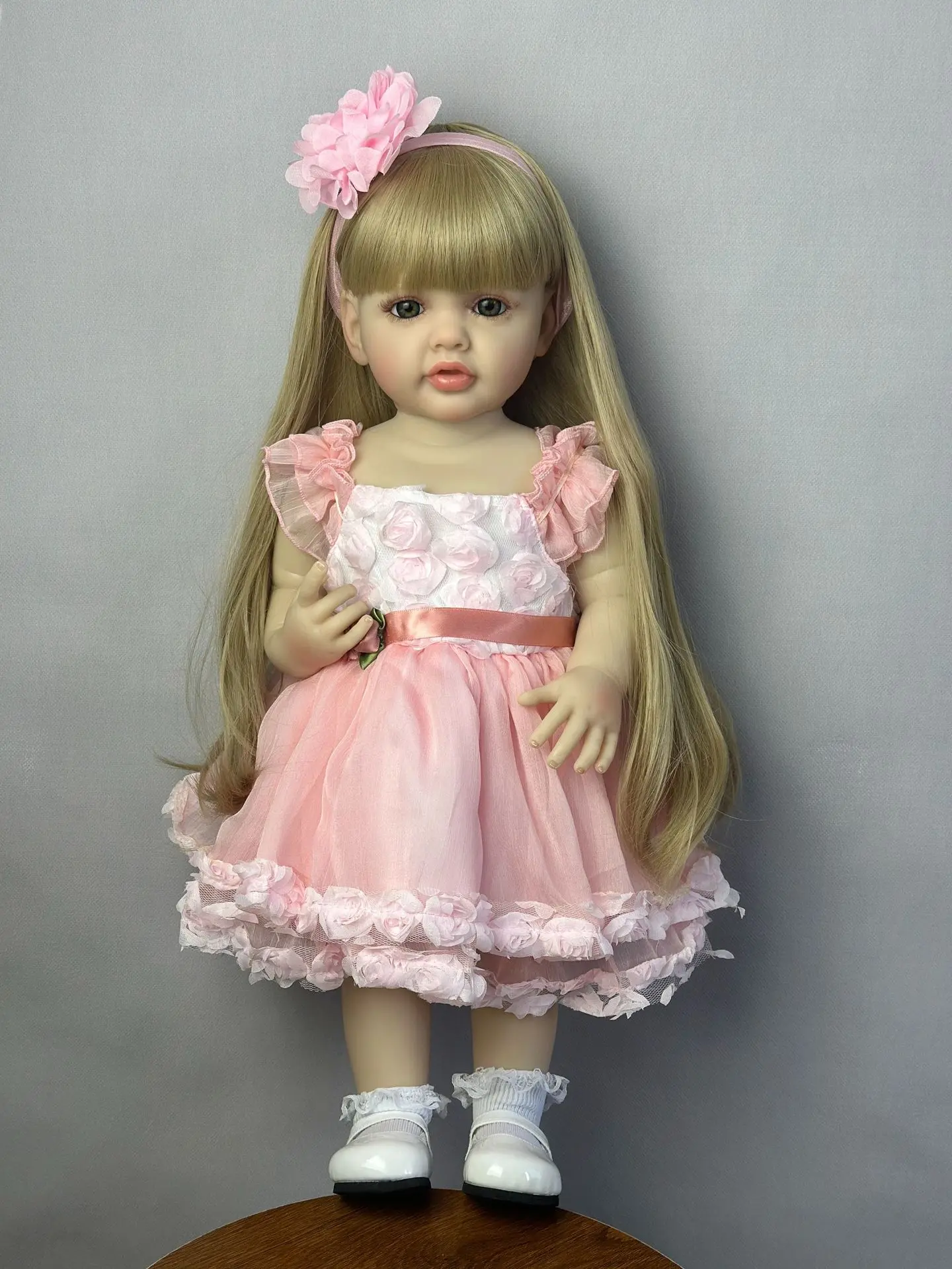 55cm 22inch Newborn Baby Girl Full BodyVinyl Realistic Princess Toddler Doll Bebe ToyCute Children's Christmas Halloween Gift