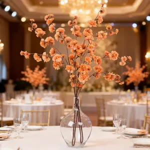 2 Branches 42" Tall Terracotta (Rust) Artificial Silk Carnation Flower Stems