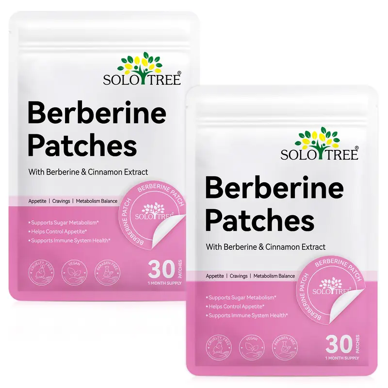 SOLOTREE Berberine Patches 30p 2 bags, gentle skin-friendly & ultra-thin breathable design, high viscosity, reusable, daily use patches