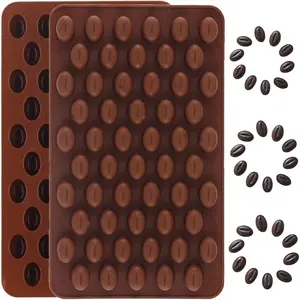 55 Cavity Mini Coffee Bean Shaped Silicone Candy Mold For DIY Cake Decoration Set of 2