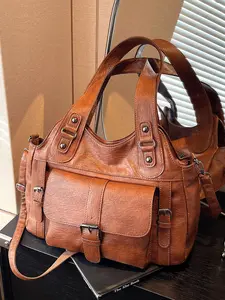 Retro casual shoulder messenger bag, solid color tote bag, casual simple shoulder bag, fashionable and versatile travel bag, elegant commuter bag, suitable for daily commuting, travel, office workers commuting and other scenarios.