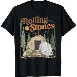 [100% Cotton] The Stone Was Rolled Away He Is Alive Retro Christian Easter T-Shirt streetwear