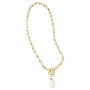 Handmade White Magnesite Pendant Toggle Chain Necklace