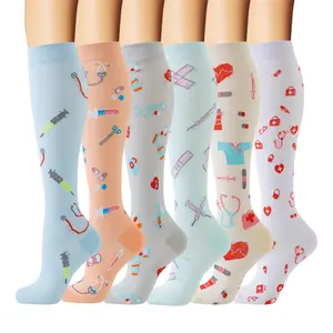 MhzyCaus 6 Pack Women Compression Socks Breathable Moisture-Wicking Athletic Support cosy socks patterned socks stylish compression socks socks on point dots socks for Running Gym Travel Work Daily Wear Comfort