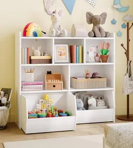 Toy Storage Organizer, Kid Bookshelf, Toy Storage Cabinet, Toddler Book Shelf for Kid Room, Bedroom, Nursery, Living Room, White