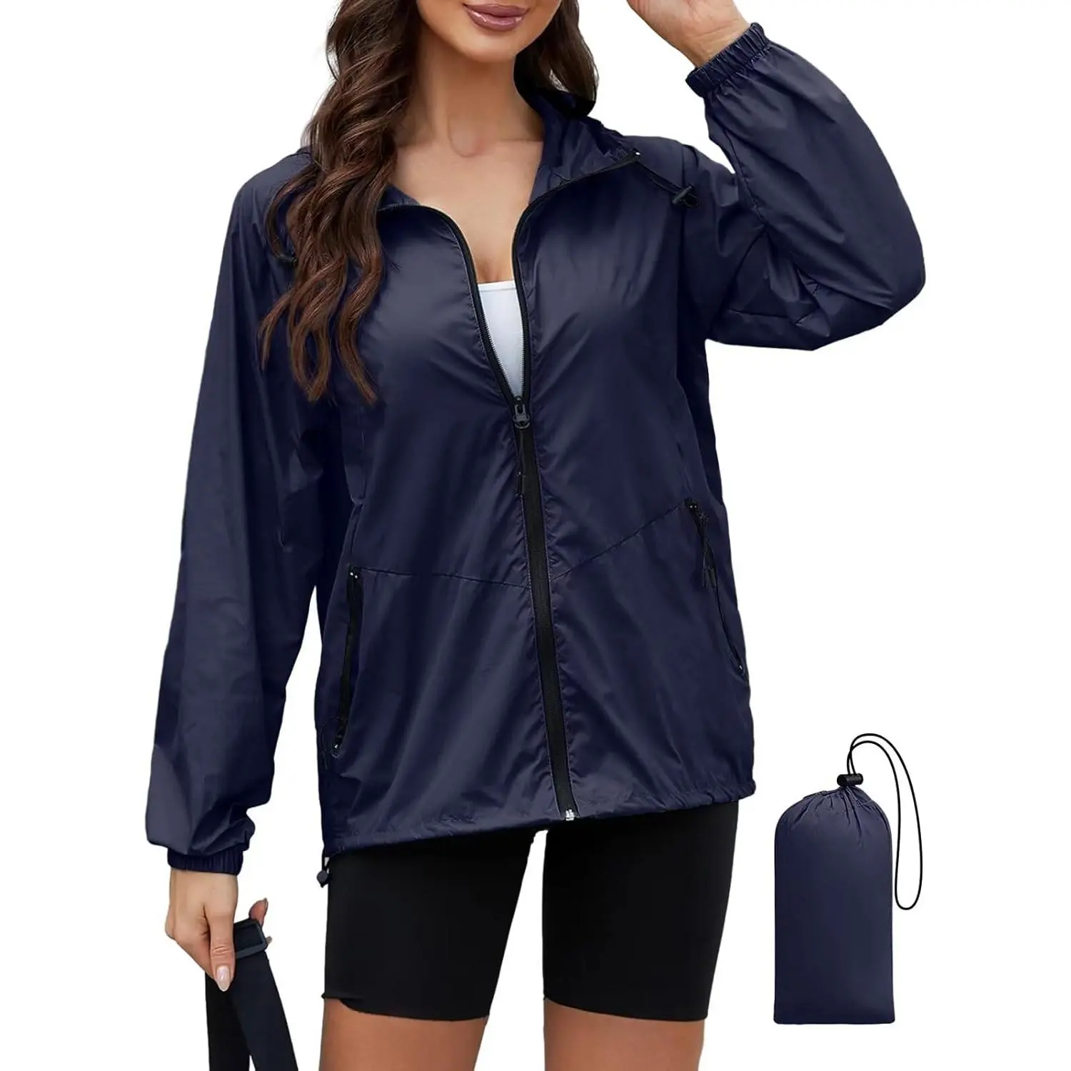 Lightweight Rain Jacket Women Packable Wind Breaker Light Rain Jacket Women Waterproof Travel Raincoat S-XXL(Gift)