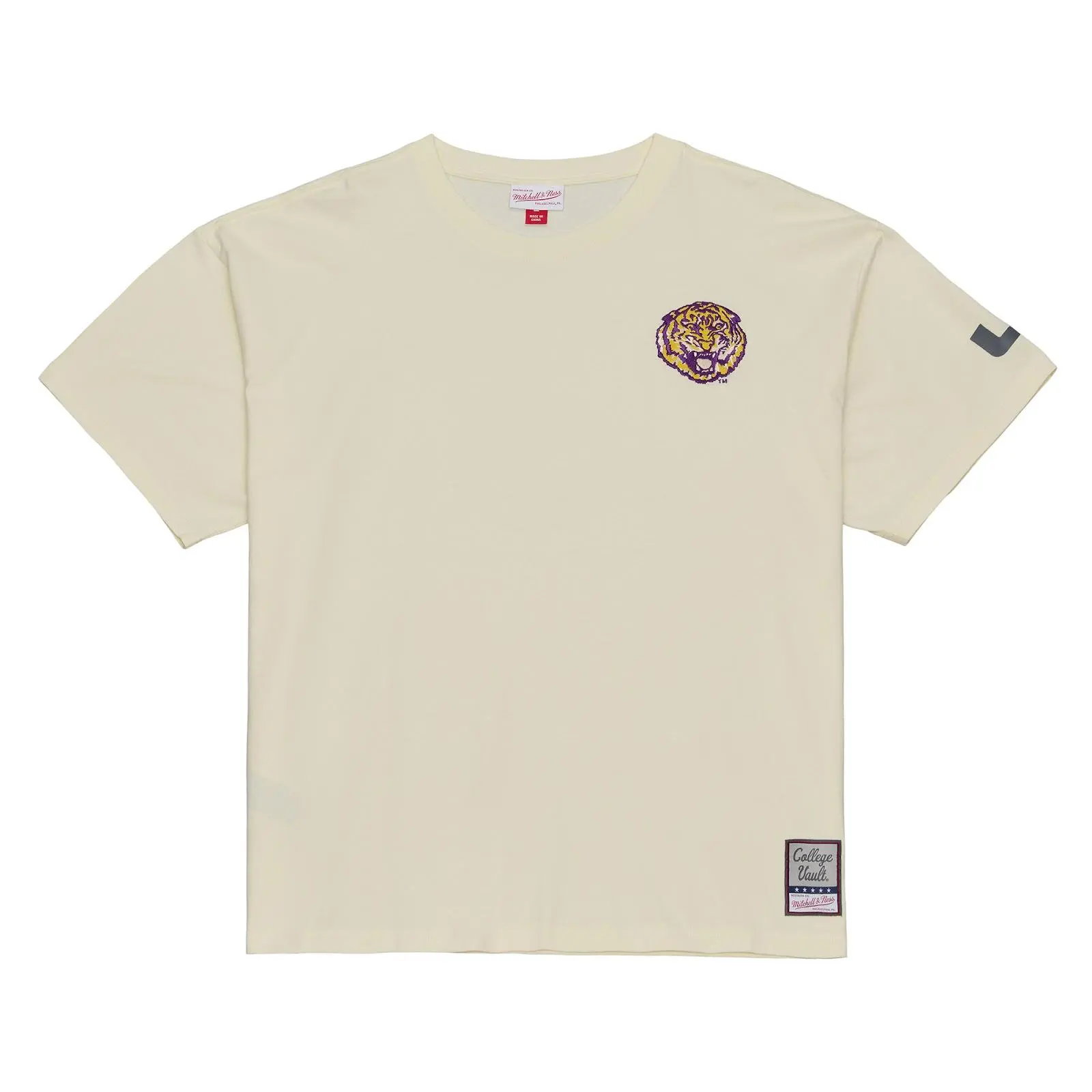 LSU Tigers Cream Heritage Hues Oversized T-Shirt NCAA Throwback Tee Graphic Vintage Fan Gear Mitchell & Ness