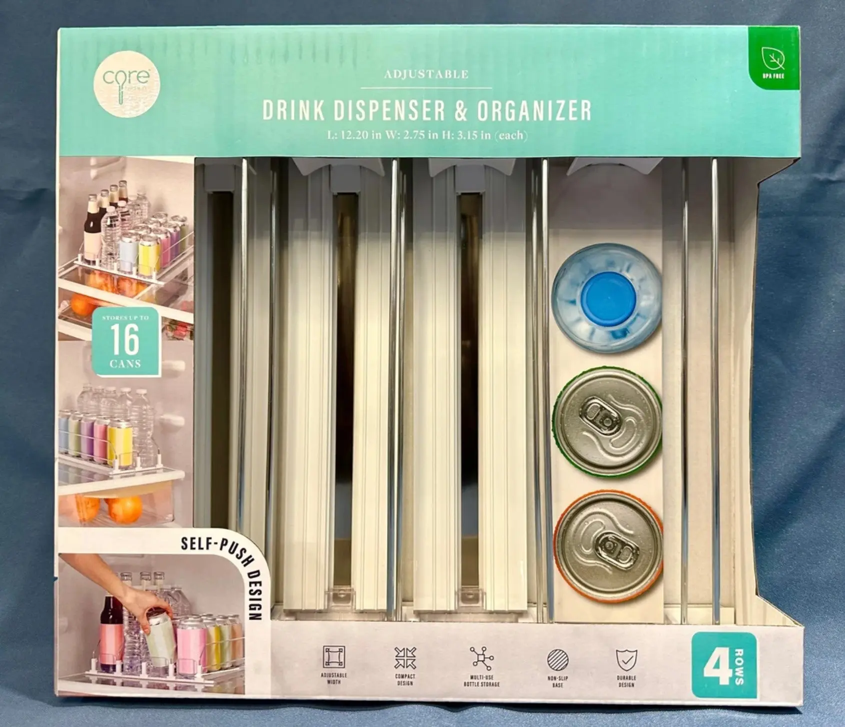 WHITE 4 ROW DRINK DISPENSER