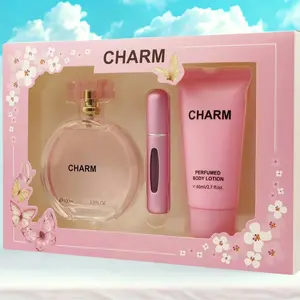 Charm Set - 3.4 oz Eau de Parfum, 0.6 oz Travel Spray, & 2.7 oz Perfumed Body Lotion - Ideal Gift for Women