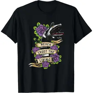 100%cotton Beetlejuice Vintage Never Trust The Living Sandworm Tattoo T-Shirt