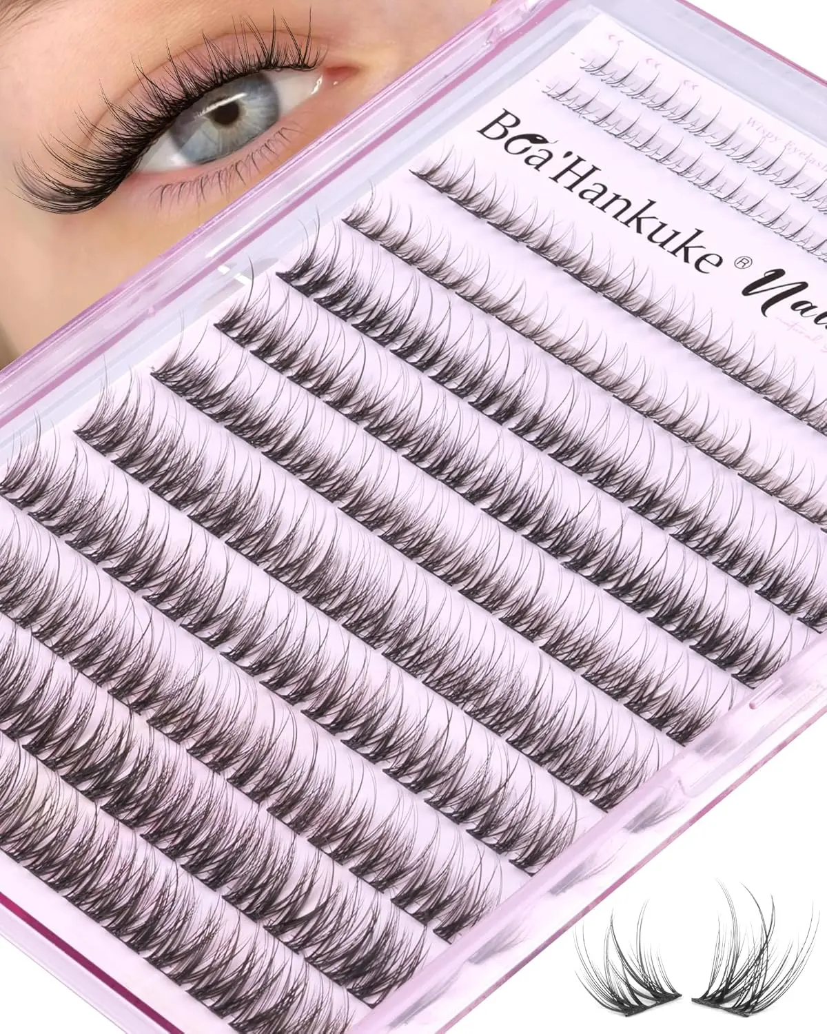 Natural Short Lash Clusters with Bottom Lashes 8-14MM Wispy Eyelash Clusters Spider Cluster Eyelash Extensions Ultra Lightweight Cluster Lashes for Everyday Wear C Curl Individual Lashes for Beginners