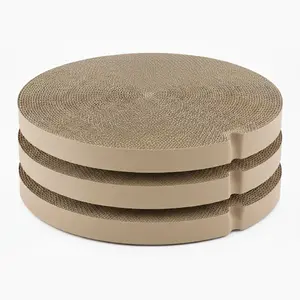 Cat Scratching Board for Replacement, Heavy-Duty Reinforced Version,Round Scratcher with Grooves, Corrugated Cardboard for Indoor Bored Cat- 3 Count