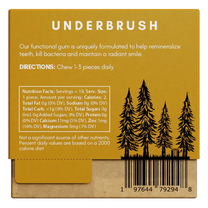 Honey Bun  UNDERBRUSH Remineralizing Chewing Gum with Nano-Hydroxyapatite for Teeth and Gum Protection - 30 DAY SUPPLY Sweet Natural 2
