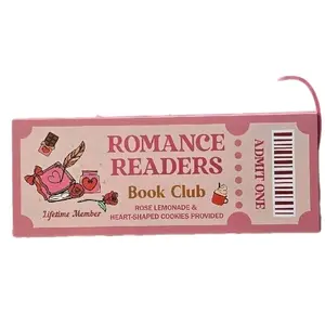 Romance Readers Club Bookmark with Rose Lemonade & Heart-Shaped Cookies for Lifetime Members Soft Pink Tones BookishGift BookTokFinds