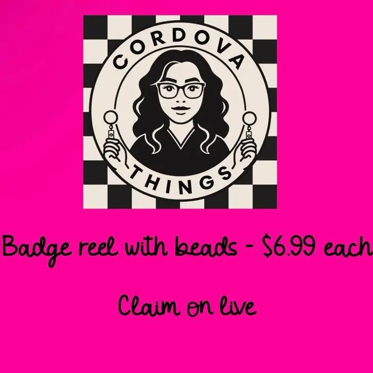 Badge reel with beads - Claim on live