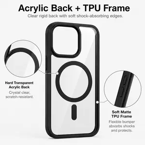 Luxury Business Advanced Black Clear Case for iPhone 17Air 17 16 15 14 13 12 11 Pro Max Plus Magsafe Magnetic Matte Antiskid Protect Cover Shockproof Protection Casing Protector Smartphone