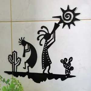 Vintage Mexican Kokopelli Metal Wall Art Decor, Durable Hanging Decoration for Living Room Office Kitchen Bar, Ideal Valentine's Day Gift