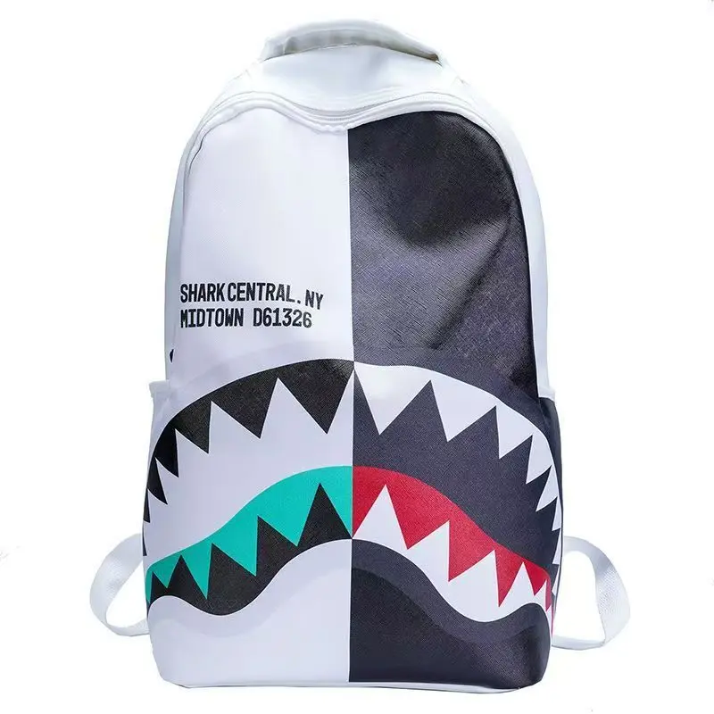 Sprayground Split Black White Shark Teeth Print Backpack - Shark Central NY Graphic Casual Bag for Teens, Sports & Outdoor Gym/Shoulder Daypack for School Travel