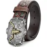 BELTROAD Unisex Western Leather Buckle Belt - Trendy Versatile Buckle, Vintage Western Design, Belt Compatible with Jeans/Business, Rustic Charm, Adults' Accessories, All Seasons, Stay Dry, Men's Christmas Gifts