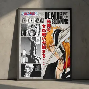 Bleach Ichigo Kurosaki Anime Manga Poster Art Print, Vintage Minimalist Japanese Wall Decor Artwork, Poster Gifts - Unframed