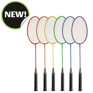 Champion Sports All Steel Frame Badminton Racket - 26" x 8" x 1", 3 lbs, Dimpled Leather Grip, Heavy-Duty Braided Nylon Strings, Assorted Colors, Badminton Equipment