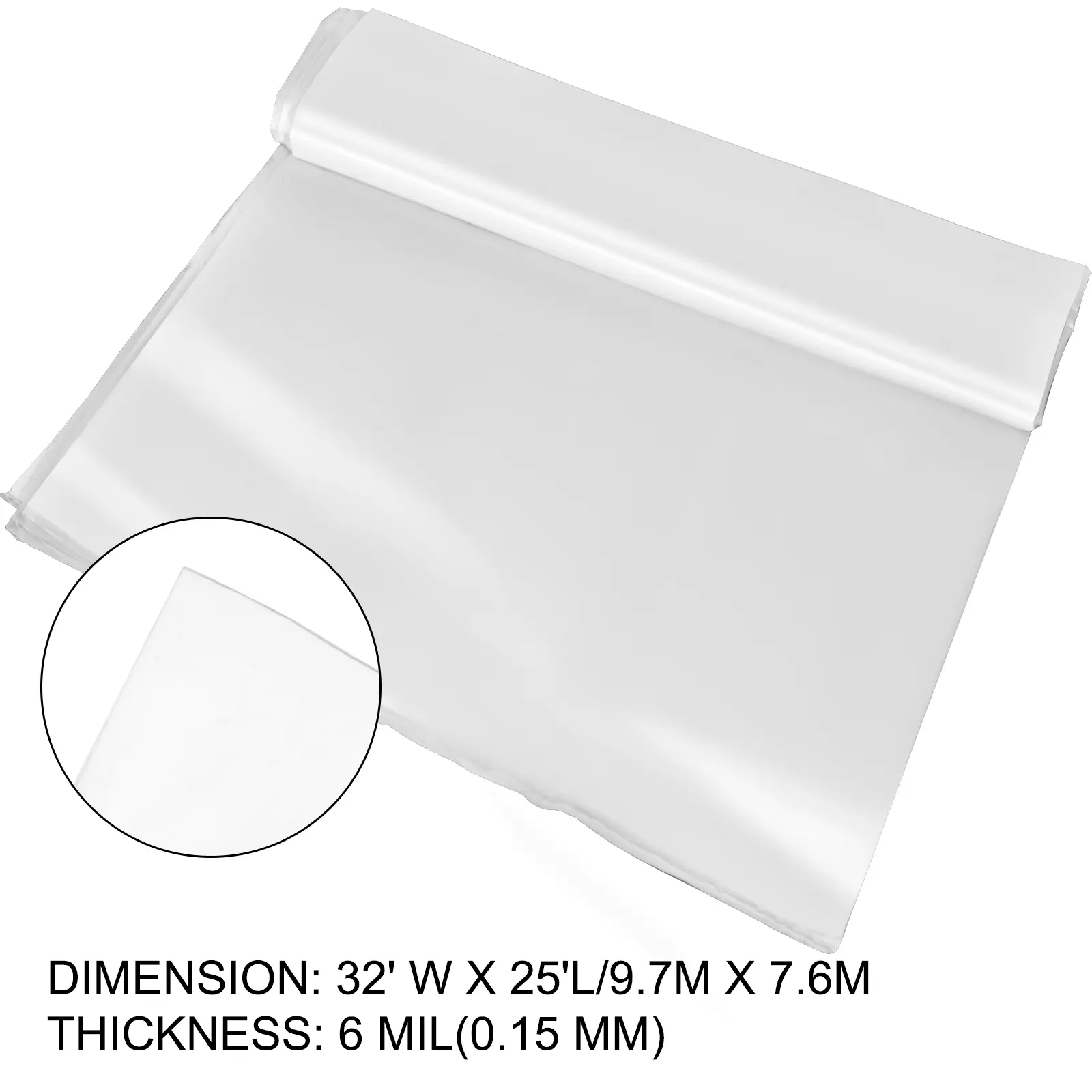 【summerfinds】VEVOR Greenhouse Film 32 x 25 ft, Greenhouse Polyethylene Film 6 Mil Thickness, Greenhouse Plastic Clear Plastic Film UV Resistant, Polyethylene Film Keep Warming, Superior Strength Toughness