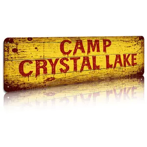 Crystal Lake Street Sign - Horror Movie Decor, Man Cave & Chill Room Decor, Funny Horror Gift Idea, 16x4in