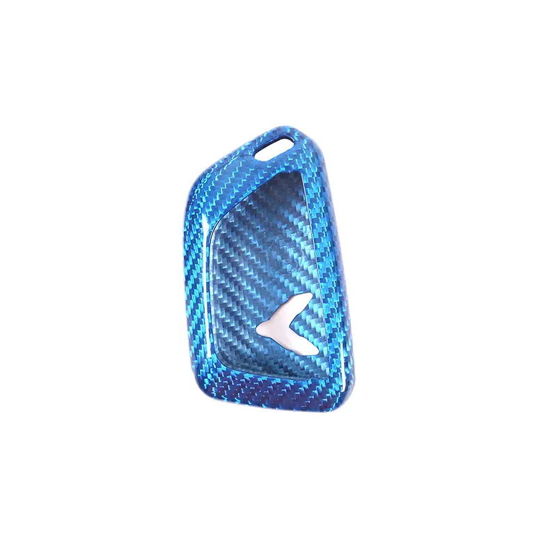 1-piece Genuine Carbon Fiber Blue/Red/Black Car Key Case Set for Corvette C8 Luxury Decor