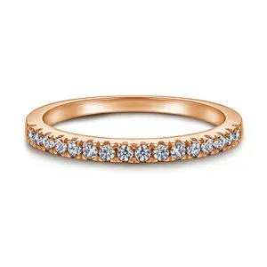 IMOLOVE Moissanite Wedding Band, Wedding Rings for Women, 0.3 ct D Color VVS1 Lab Created Diamond Sterling Silver Rings Half Eternity Stackable Engagement Ring Anniversary Band Size 3-13